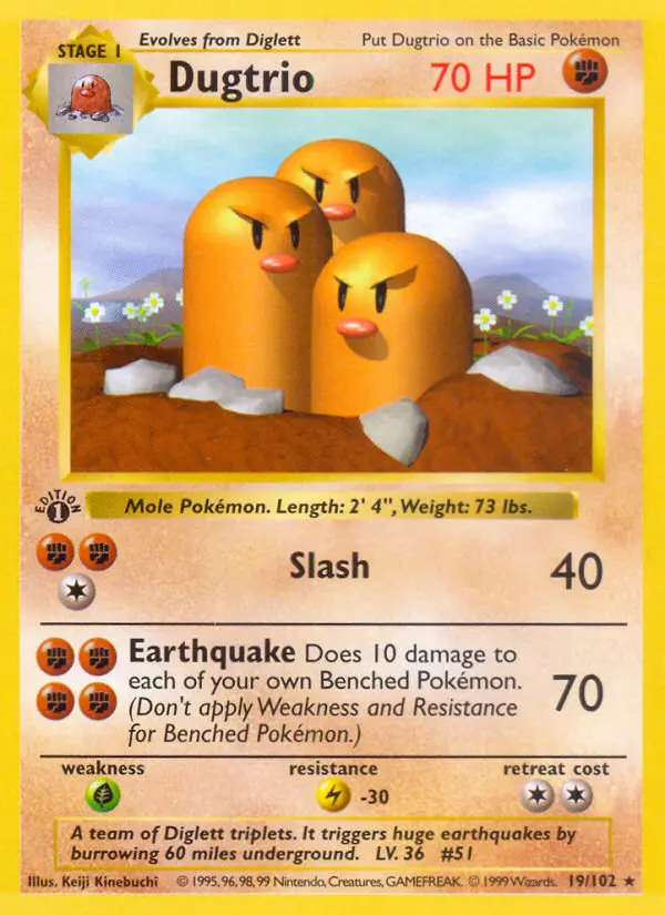 Dugtrio #19 — Base Set