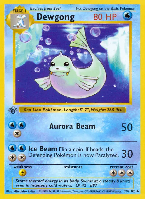 Dewgong #25 — Base Set