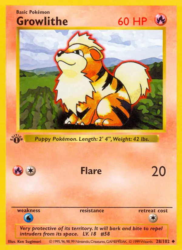 Growlithe #28 — Base Set