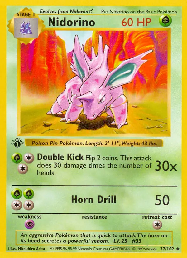 Nidorino #37 — Base Set