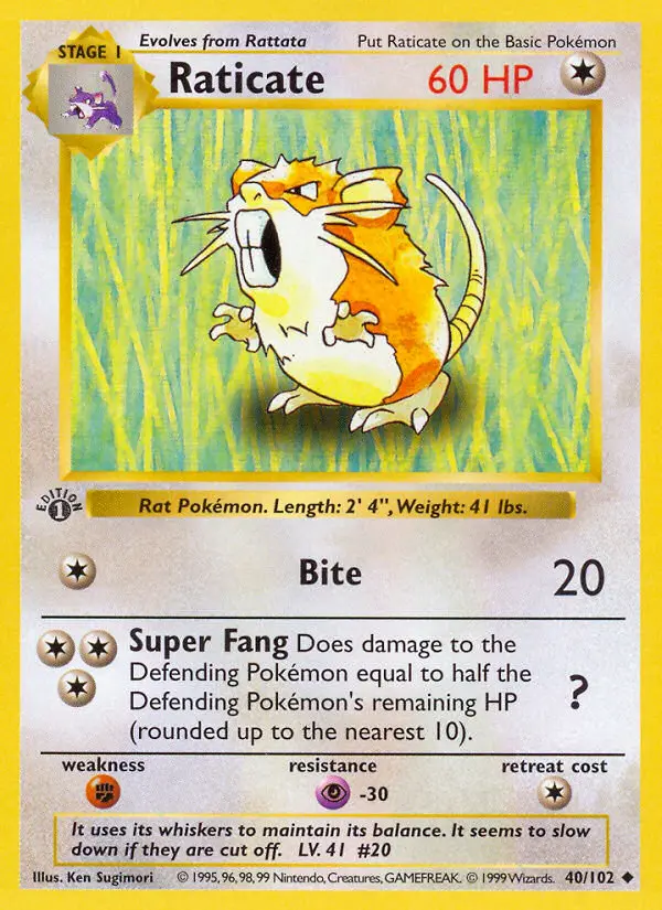 Raticate #40 — Base Set