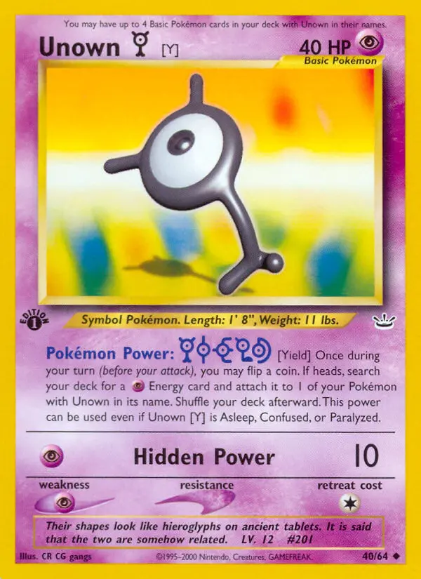 Unown [Y] #40 — Neo Revelation