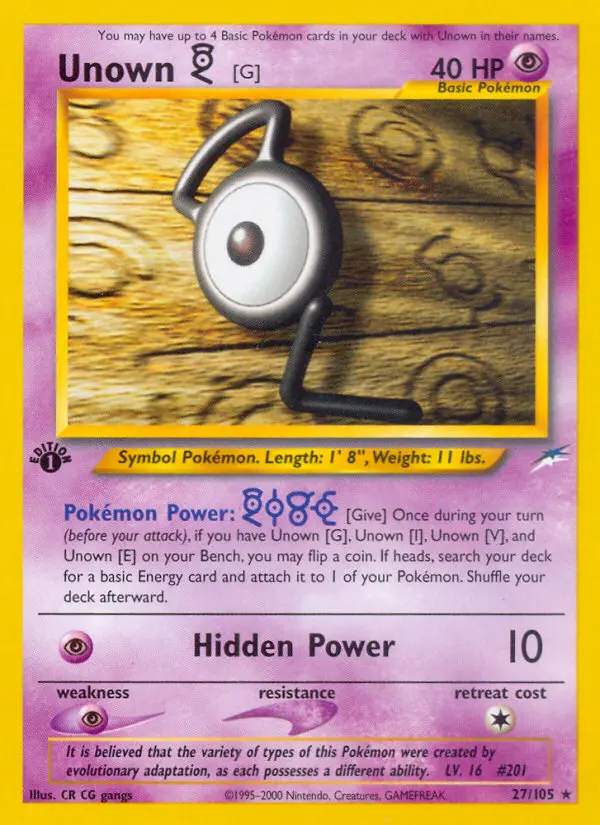 Unown [G] #27 — Neo Destiny