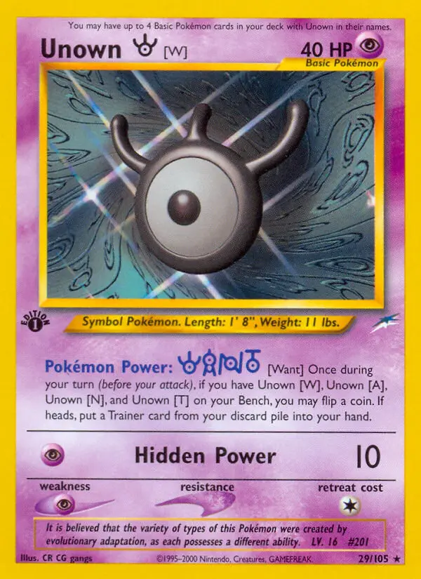 Unown [W] #29 — Neo Destiny