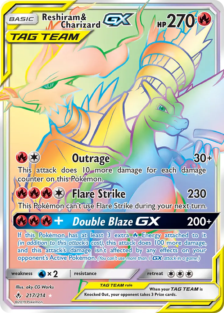 Reshiram & Charizard GX #217 — Unbroken Bonds