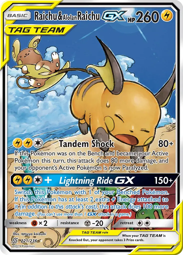 Raichu & Alolan Raichu GX #221 — Unified Minds