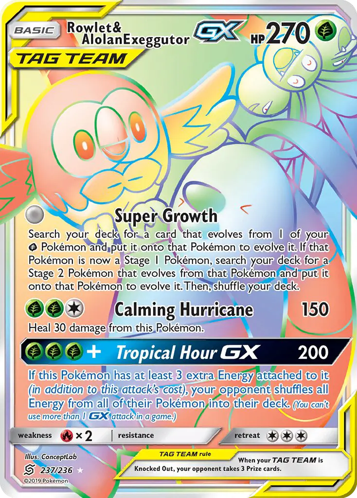 Rowlet & Alolan Exeggutor GX #237 — Unified Minds