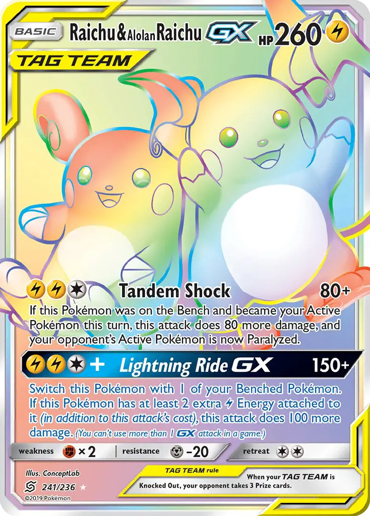 Raichu & Alolan Raichu GX #241 — Unified Minds
