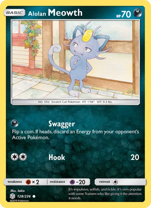 Alolan Meowth #128 — Cosmic Eclipse