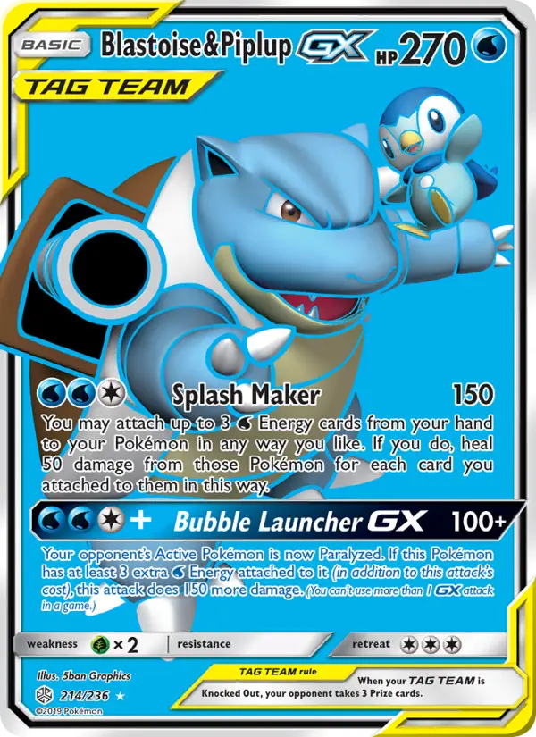Blastoise & Piplup GX #214 — Cosmic Eclipse