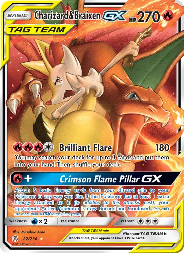 Charizard & Braixen GX #22 — Cosmic Eclipse