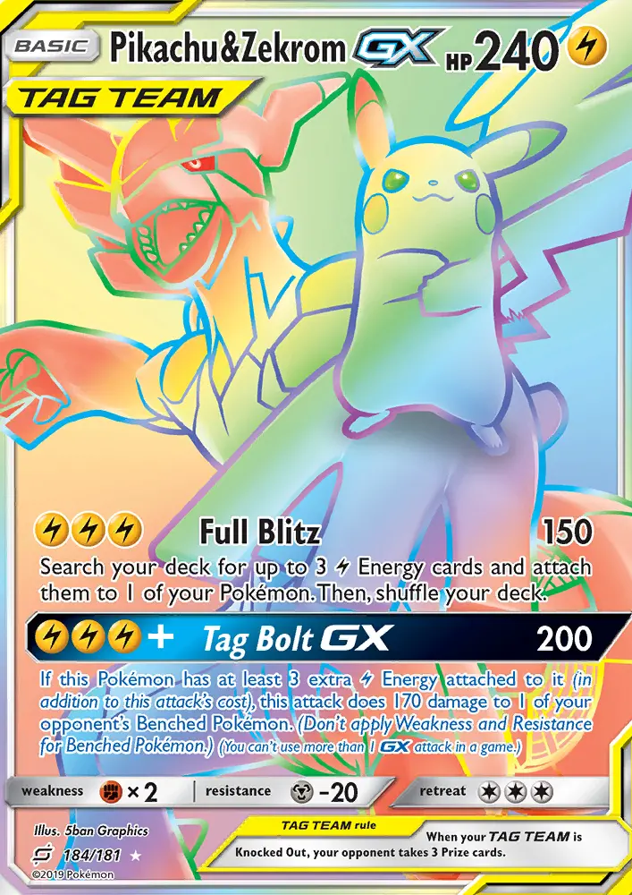 Pikachu & Zekrom GX #184 — Team Up