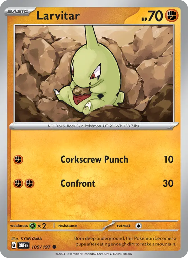 Larvitar #105 — Obsidian Flames