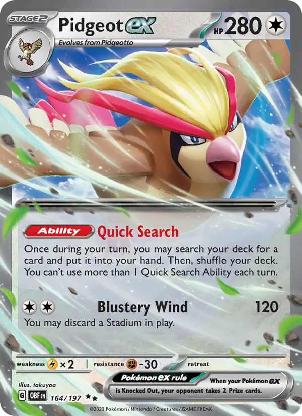 Pidgeot ex #164 — Obsidian Flames