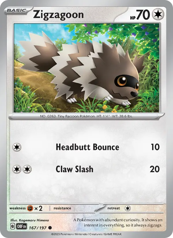 Zigzagoon #167 — Obsidian Flames