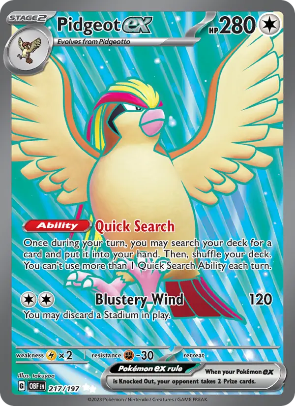 Pidgeot ex #217 — Obsidian Flames