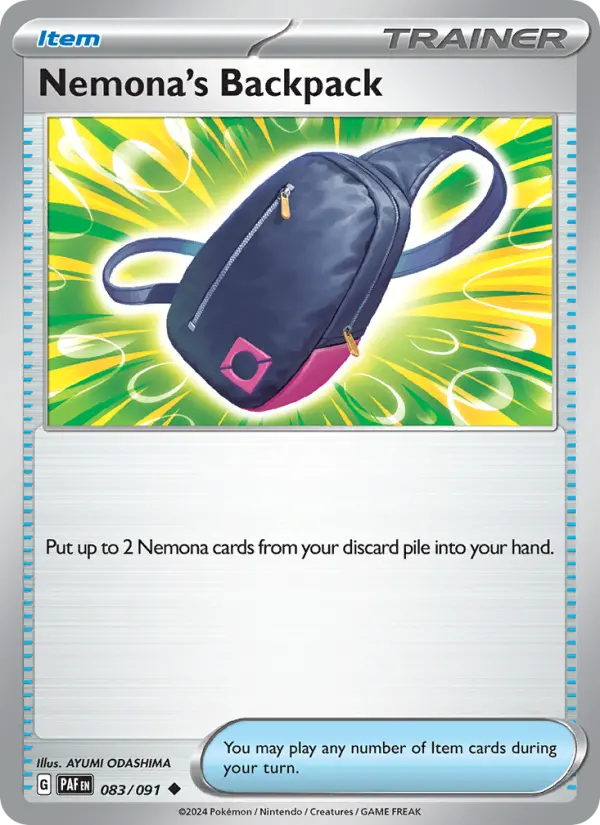 Nemona's Backpack #083 — Paldean Fates