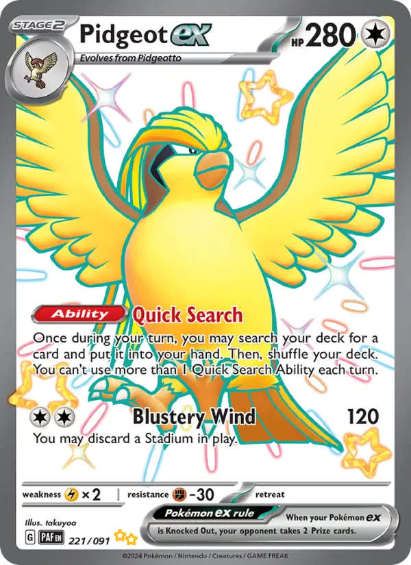 Pidgeot ex #221 — Paldean Fates