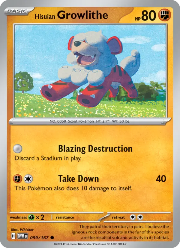 Hisuian Growlithe #099 — Twilight Masquerade