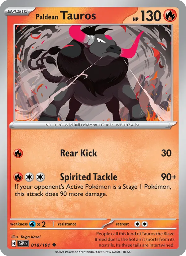 Paldean Tauros #018 — Surging Sparks