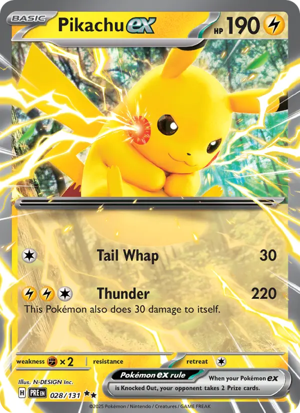 Pikachu ex #028 — Prismatic Evolutions