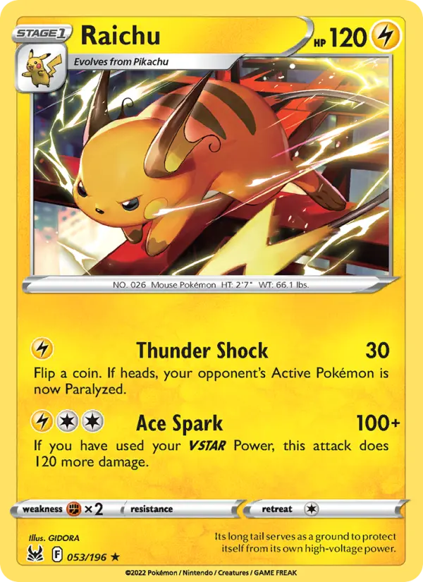 Raichu #053 — Lost Origin