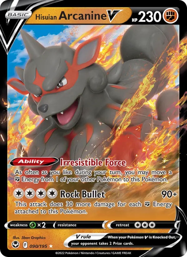 Hisuian Arcanine V #090 — Silver Tempest