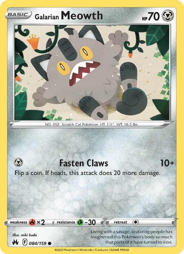 Galarian Meowth #084 — Crown Zenith