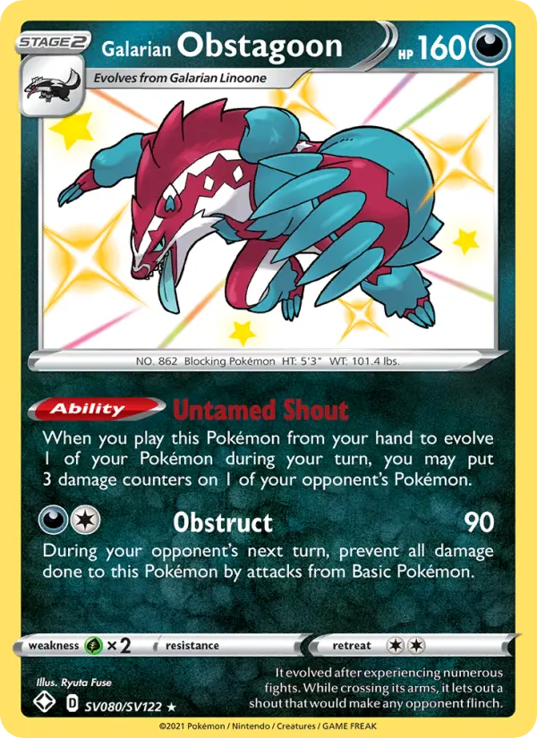 Galarian Obstagoon #SV080 — Shining Fates