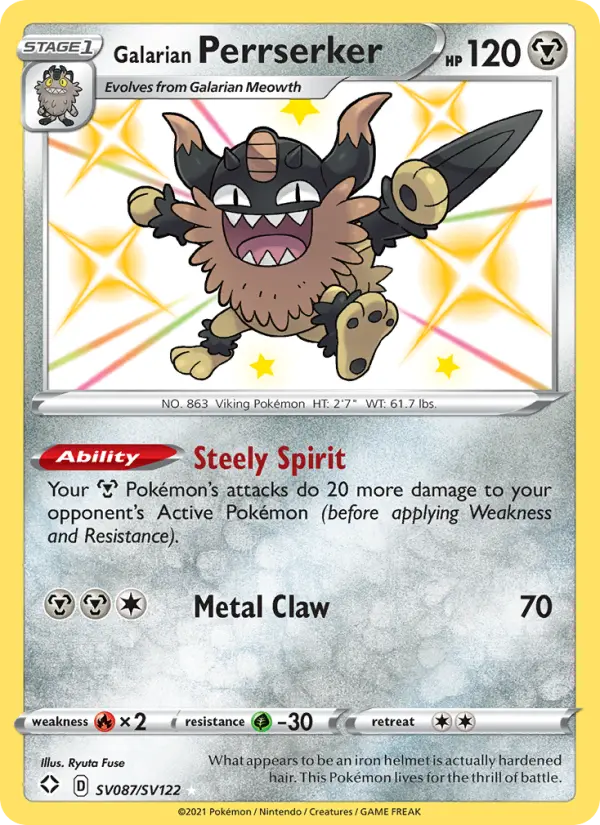 Galarian Perrserker #SV087 — Shining Fates