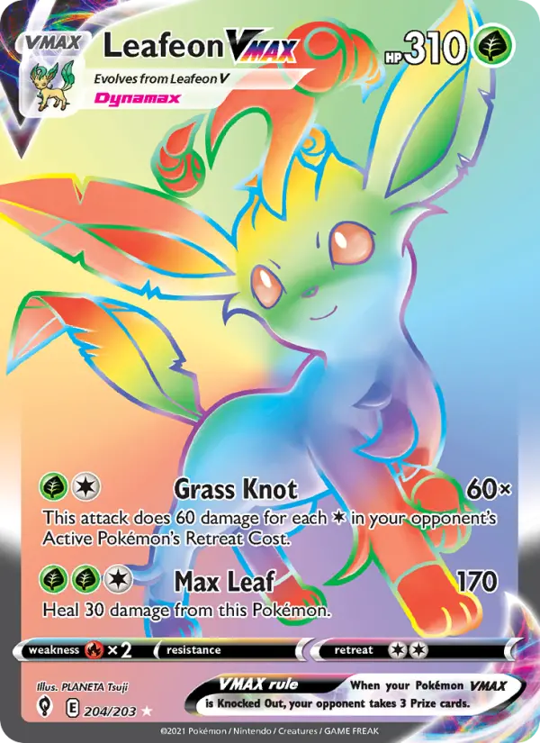 Leafeon VMAX #204 — Evolving Skies