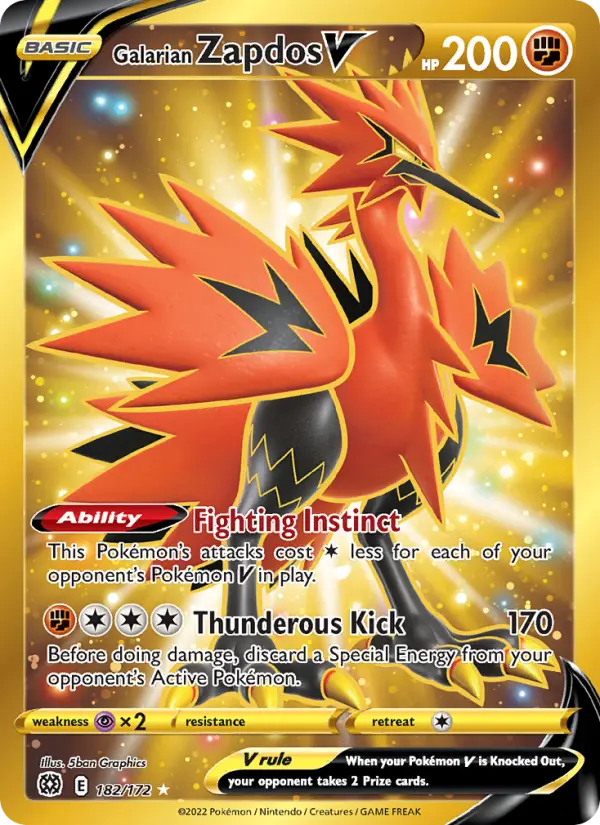 Galarian Zapdos V #182 — Brilliant Stars
