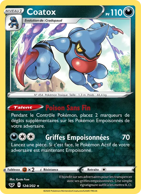 Carte Pokémon Coatox #124 — Épée et Bouclier