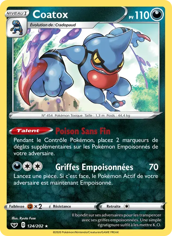 Carte Pokémon Coatox #124 — Épée et Bouclier