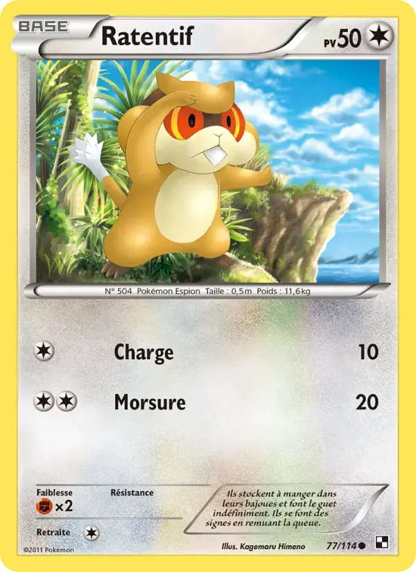Carte Pokémon Ratentif #77 — Noir et Blanc