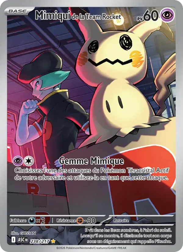 Carte Pokémon Mimiqui de la Team Rocket #238 — Héros Transcendants