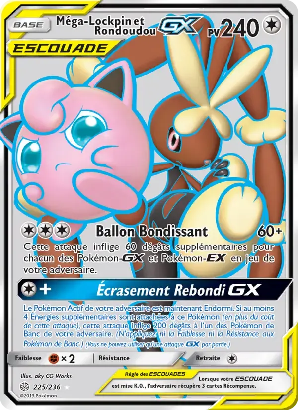 Carte Pokémon Méga-Lockpin et Rondoudou GX #225 — Éclipse Cosmique