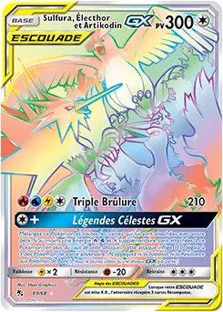 Carte Pokémon Sulfura, Électhor et Artikodin-GX #69 — Destinées Occultes