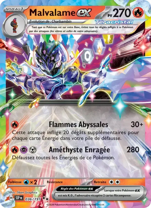 Carte Pokémon Malvalame-ex #036 — Étincelles Déferlantes