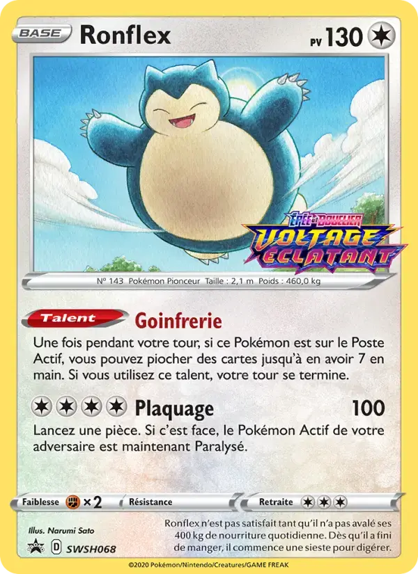 Carte Pokémon Ronflex #SWSH068 — Promos Épée et Bouclier