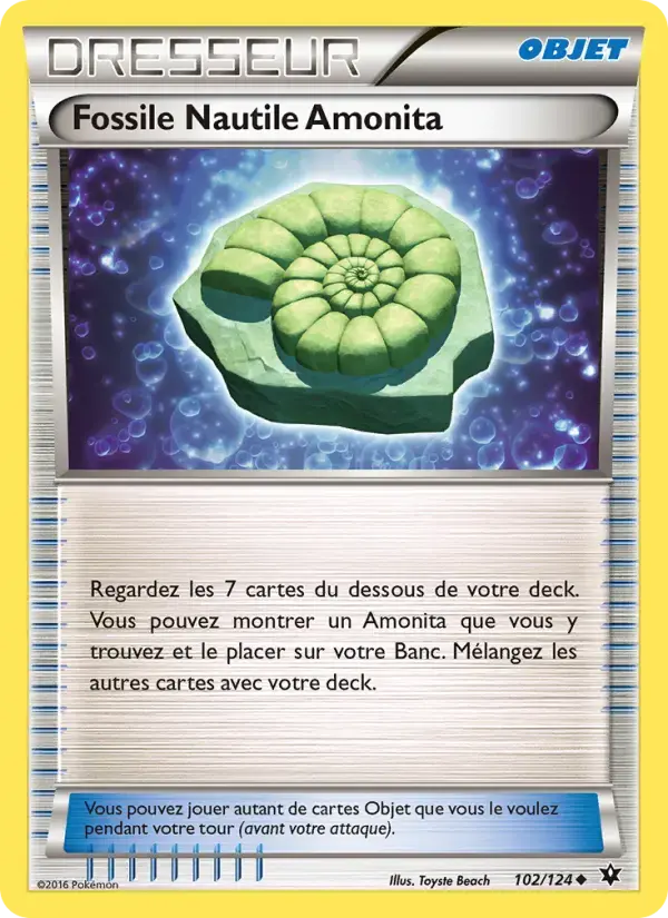 Carte Pokémon Fossile Nautile Amonita #102 — Impact des Destins