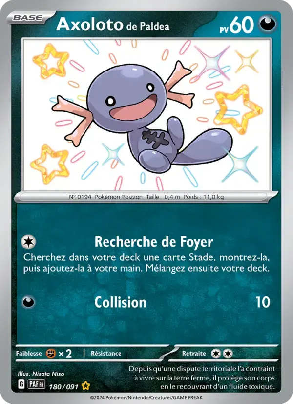 Carte Pokémon Axoloto de Paldea #180 — Destinées de Paldea