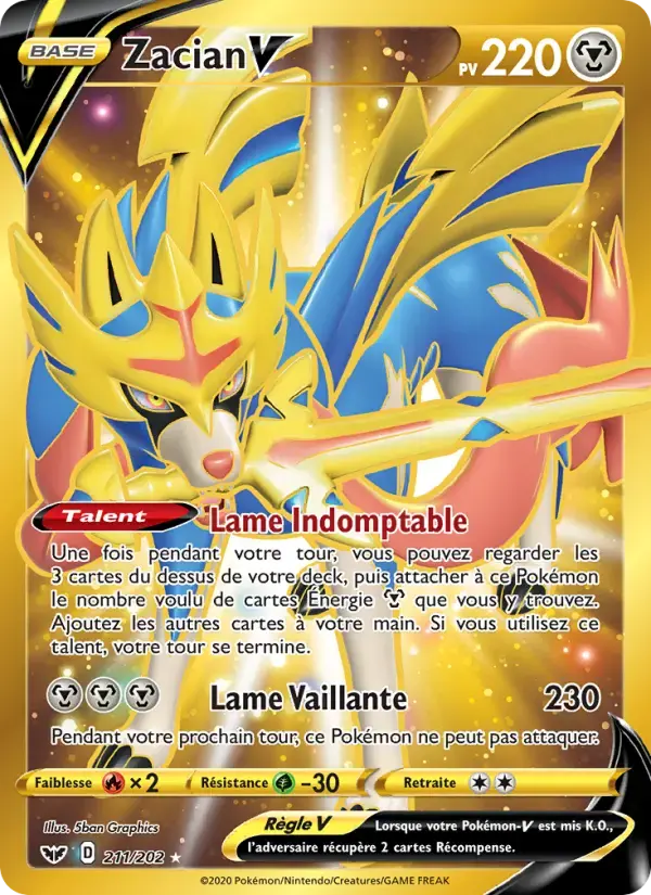 Carte Pokémon Zacian V #211 — Épée et Bouclier
