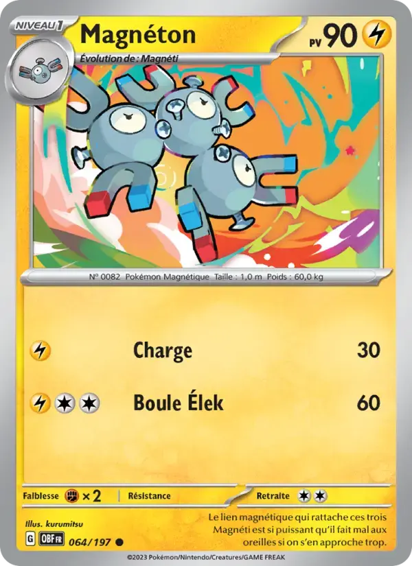 Carte Pokémon Magnéton #064 — Flammes Obsidiennes
