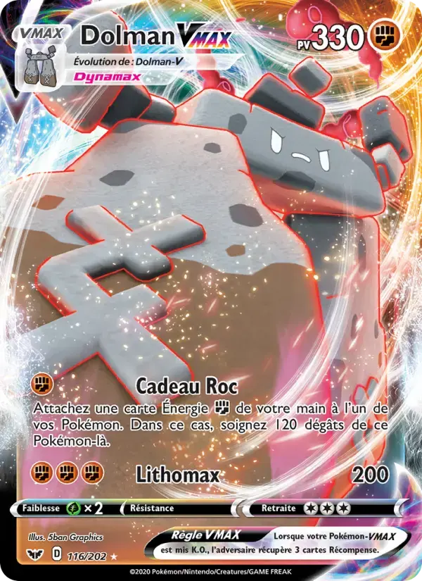 Carte Pokémon Dolman VMAX #116 — Épée et Bouclier