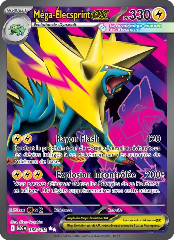 Carte Pokémon Méga-Élecsprint-ex #158 — Méga-Évolution
