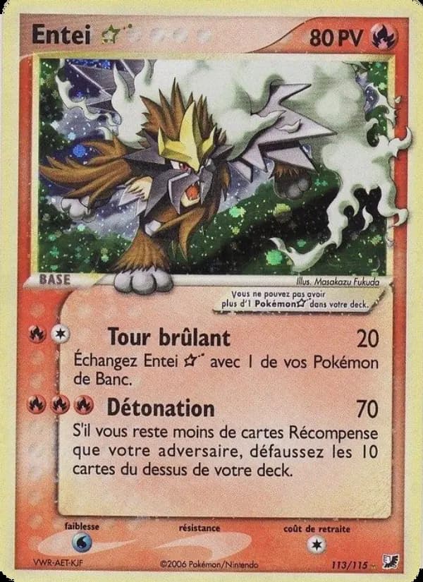 Carte Pokémon Entei ☆ #113 — Forces Cachées