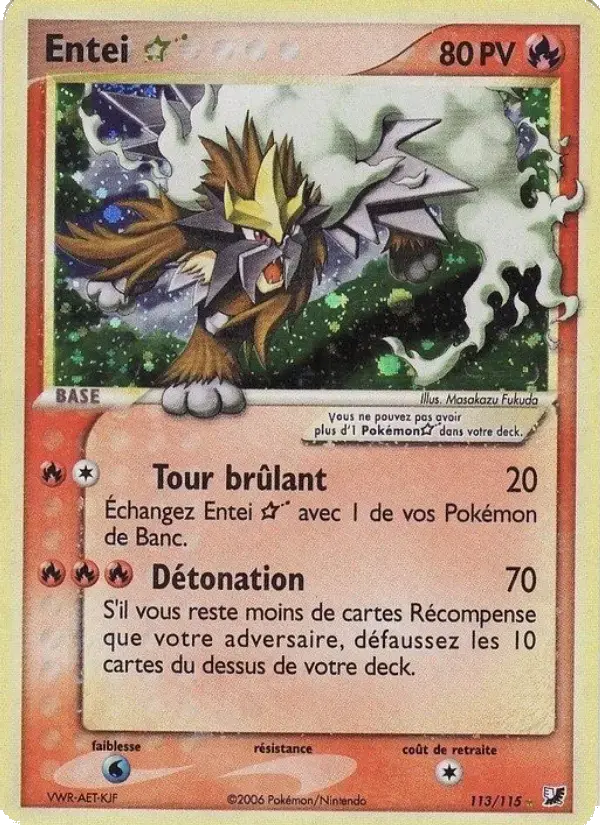 Carte Pokémon Entei ☆ #113 — Forces Cachées