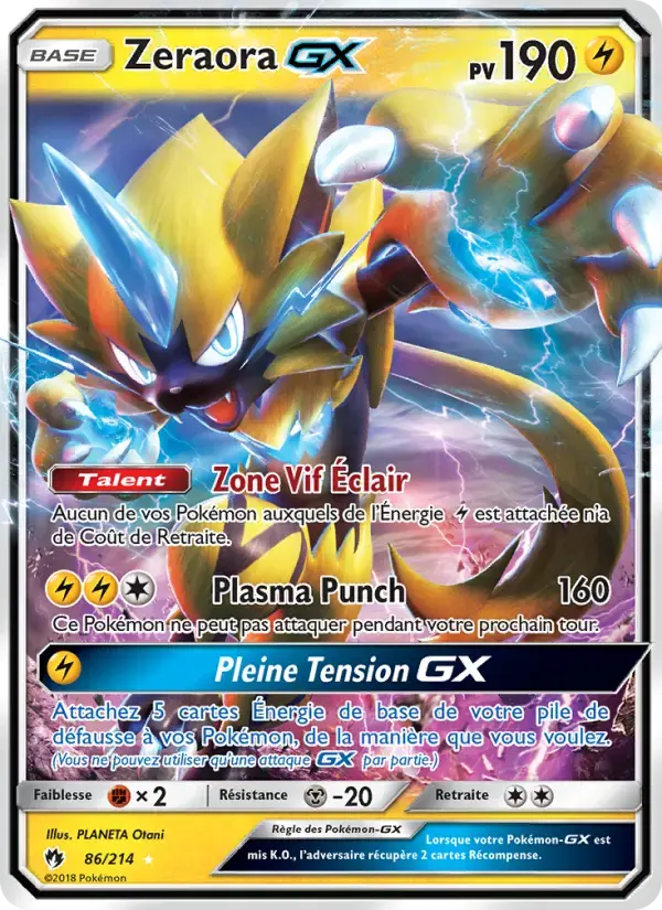 Carte Pokémon Zeraora GX #86 — Tonnerre Perdu