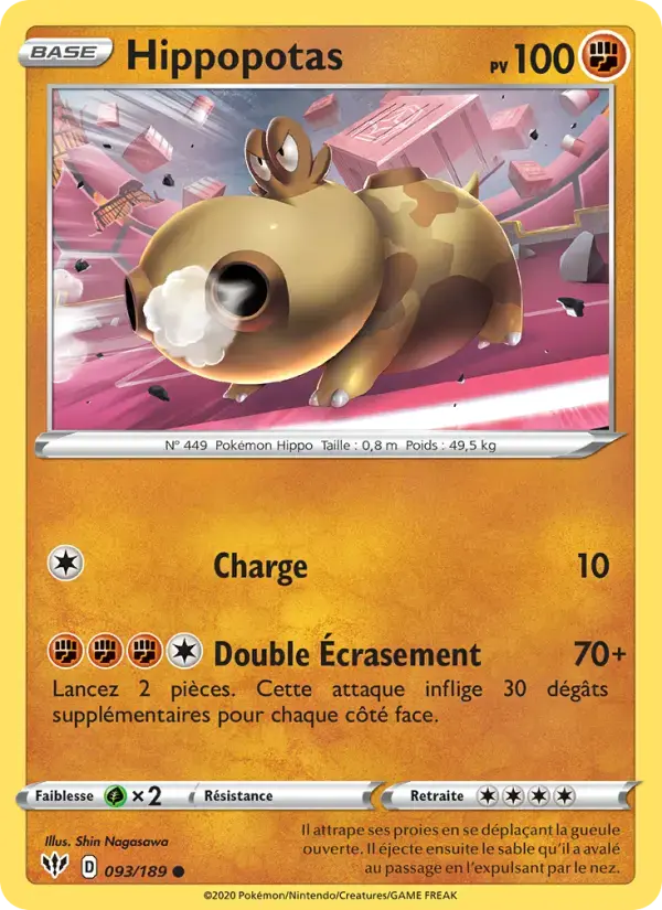 Carte Pokémon Hippopotas #93 — Ténèbres Embrasées